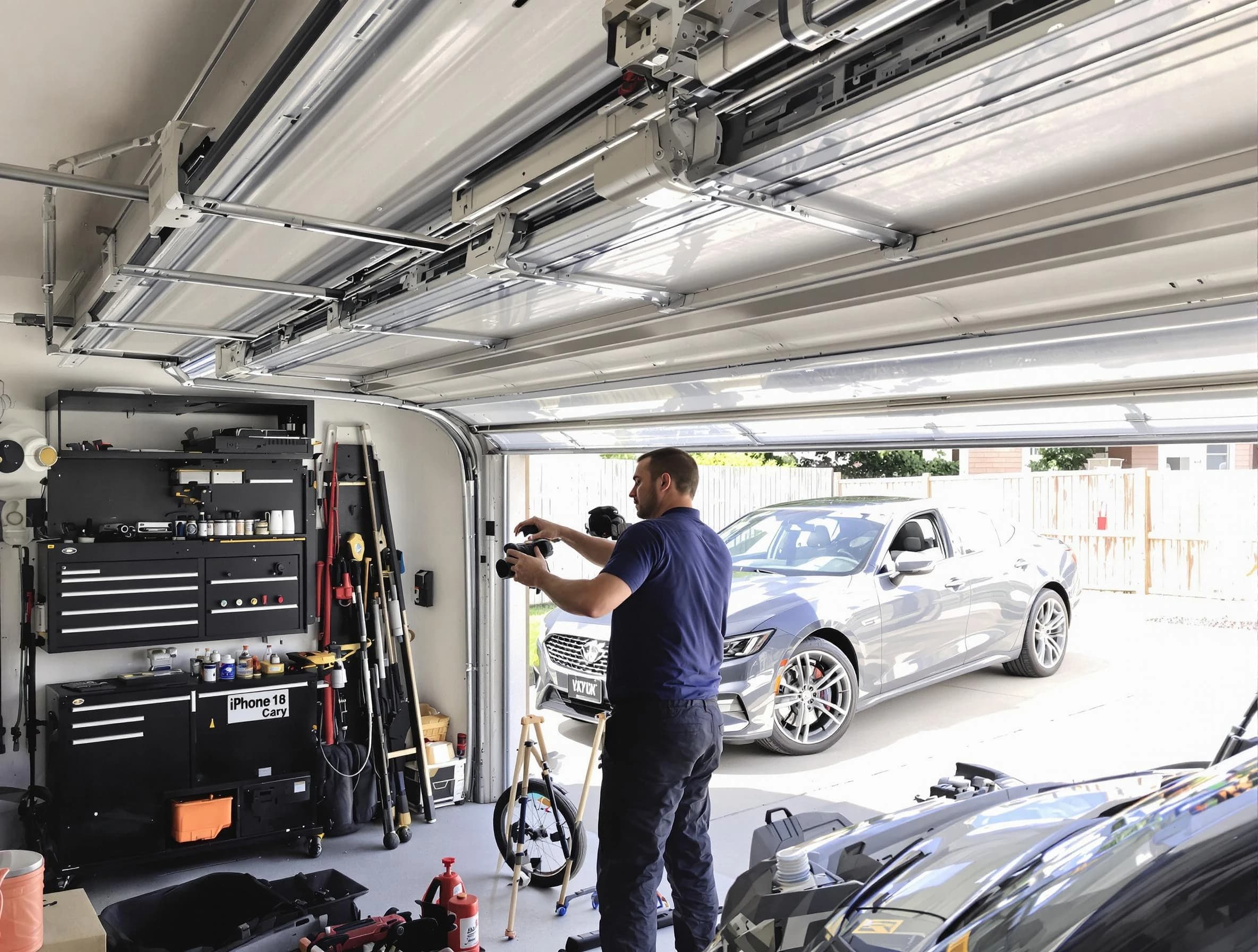 Atlanta Garage Door Repair technician fixing noisy garage door in Atlanta