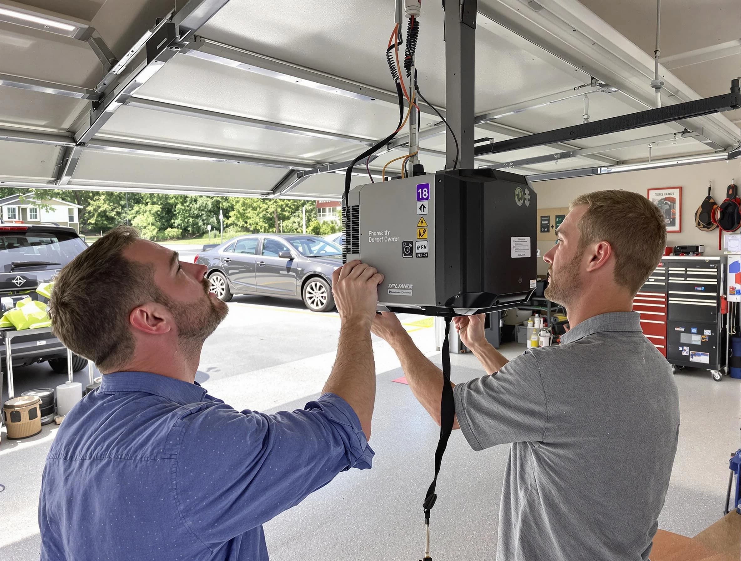 Atlanta Garage Door Repair technician installing garage door opener in Atlanta