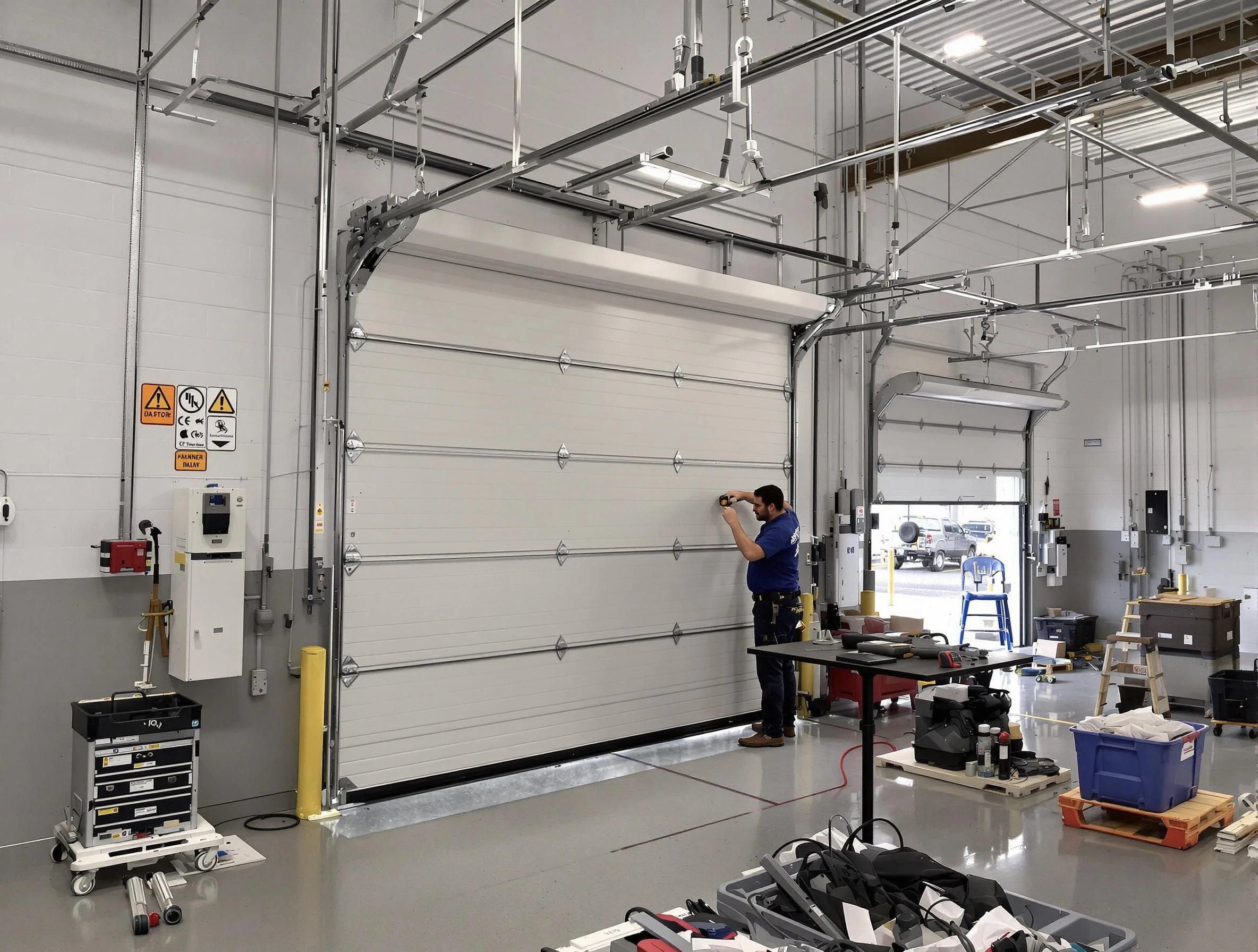 Commercial garage door repair being performed by Atlanta Garage Door Repair expert in Atlanta