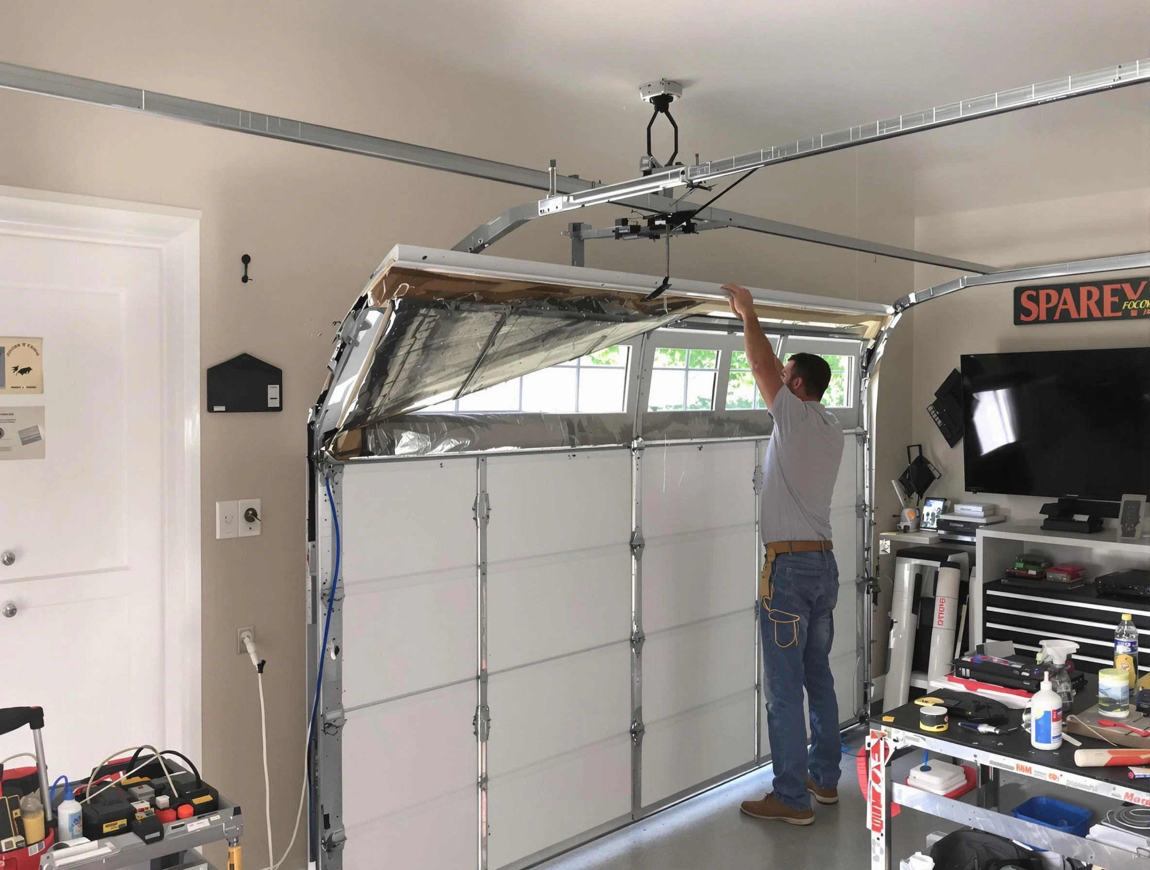 Garage door section replacement by Atlanta Garage Door Repair in Atlanta